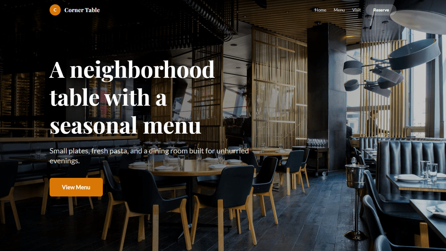 Menu template preview